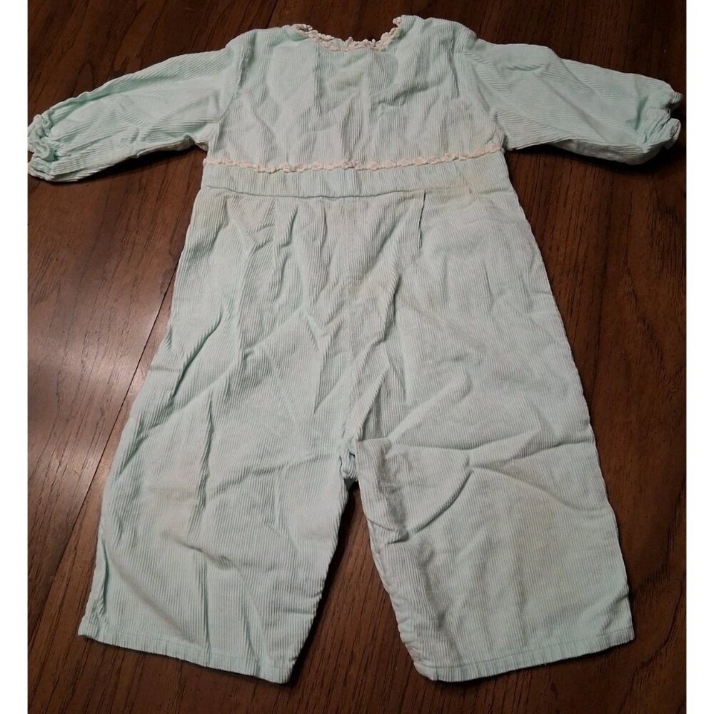 Vintage Grace Toddler Baby Jumper Mint Green Corduroy White Trim 6-9 M